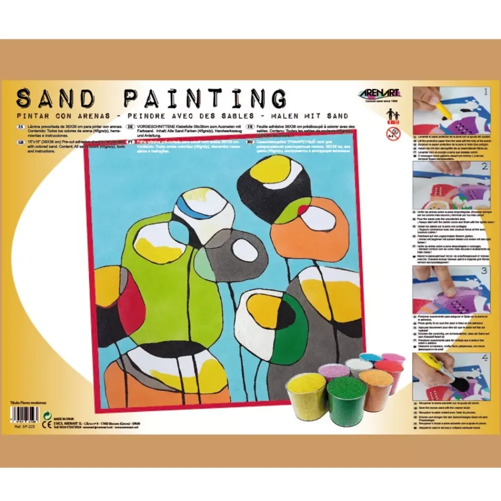 Online Kit Pintar con Arenas de Colores Flores Modernas 38x38cm Arenas