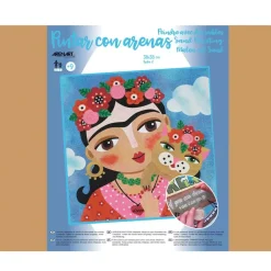 New Kit Pintar con Arenas de Colores Frida Kahlo Flores 38x38cm Arenas