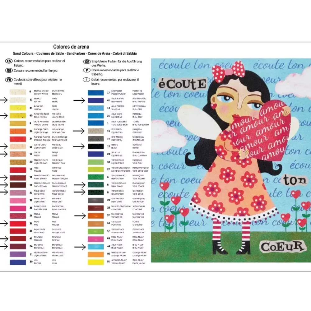 Best Kit Pintar con Arenas de Colores Ecoute Couer 38x46cm Arenas