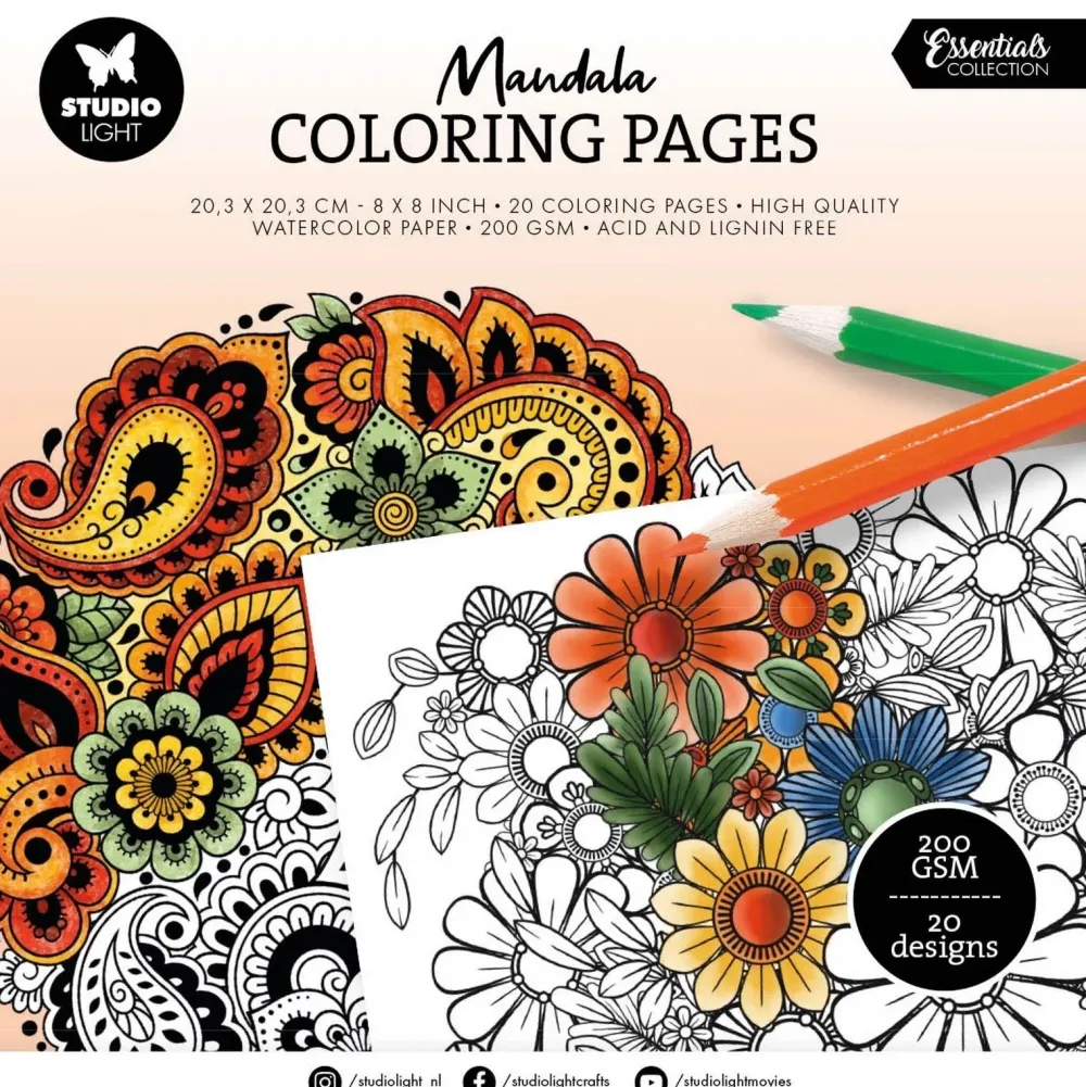 Clearance Libro para colorear Mandala Essentials Collection 20x20cm Colorear