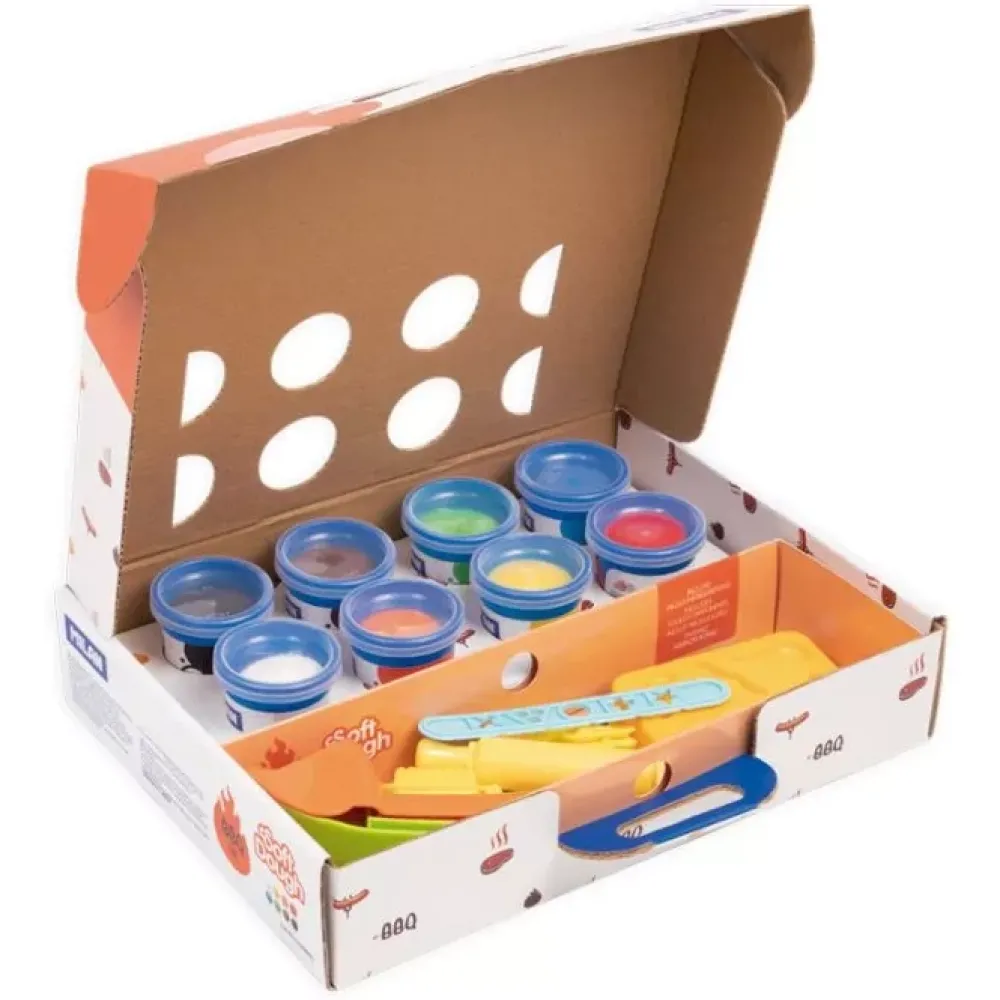 Hot Maletín 8 botes pasta blanda Soft Dough Barbacoa 59g Pastas Moldeables