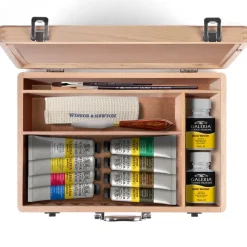 Discount Maletín de madera 15 piezas pintura acrílica Galeria Pinturas Acrílicas