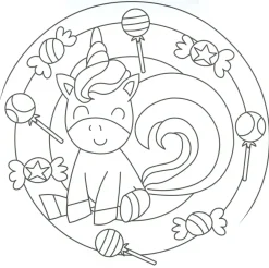 Mandalas de unicornios 01 Infantil|Colorear