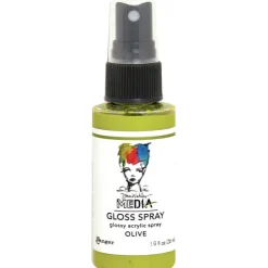 Clearance Media Gloss Spray Dina Wakley Olive 56ml Pinturas Acrílicas