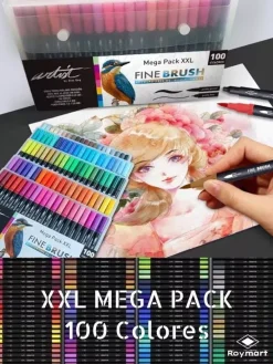 Outlet Megapack XXL 100 Rotuladores Fine Brush Doble Punta Rotuladores
