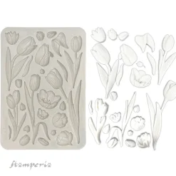 Hot Molde de silicona Tulipanes Art of Travelling A5 Herramientas Para Modelado