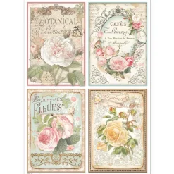 Clearance Papel de arroz 4 Postales Rosas Best Sellers 21x30cm Papeles|Decoupage