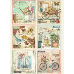 Clearance Papel de arroz 6 Tarjetas Garden 21x30cm Papeles|Decoupage