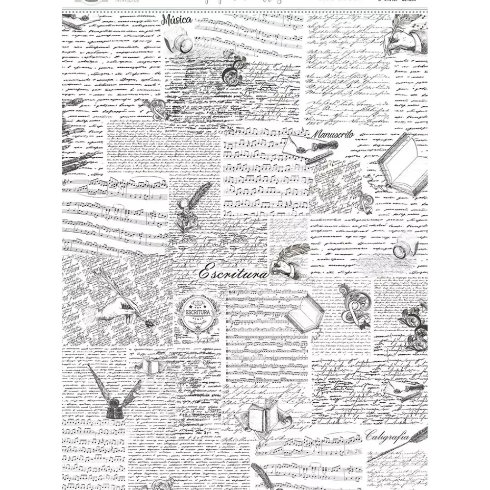 Discount Papel de Arroz Caligrafía 29x42cm Decoupage|Papeles