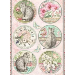 Online Papel de arroz Círculos Orchids and Cats 21x30cm Decoupage|Papeles