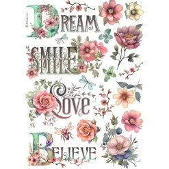 Clearance Papel de arroz Dream Smile Love Believe Best Sellers 21x30cm Papeles|Decoupage