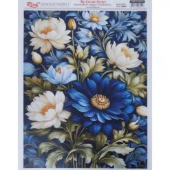 Sale Papel de Arroz Flores Azules y Beige 29x42cm Papeles|Decoupage