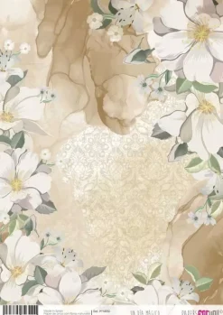 Sale Papel de Arroz Flores Blancas Un Día Mágico 30x21cm Decoupage