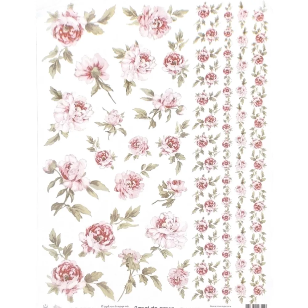 Discount Papel de arroz Flores Rosas 29x41cm Papel Y Decoupage