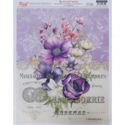 New Papel de Arroz Flores Violeta 29x42cm Papeles|Decoupage