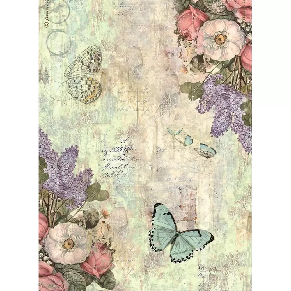 Discount Papel de arroz Flores y Mariposas Wonderland 21x30cm Decoupage