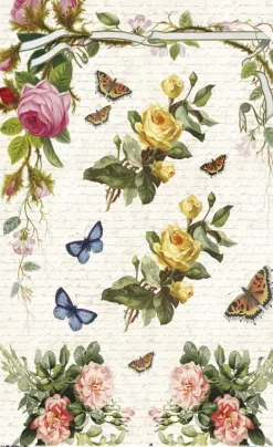 New Papel de arroz Flowers and letters 54x33cm Decoupage