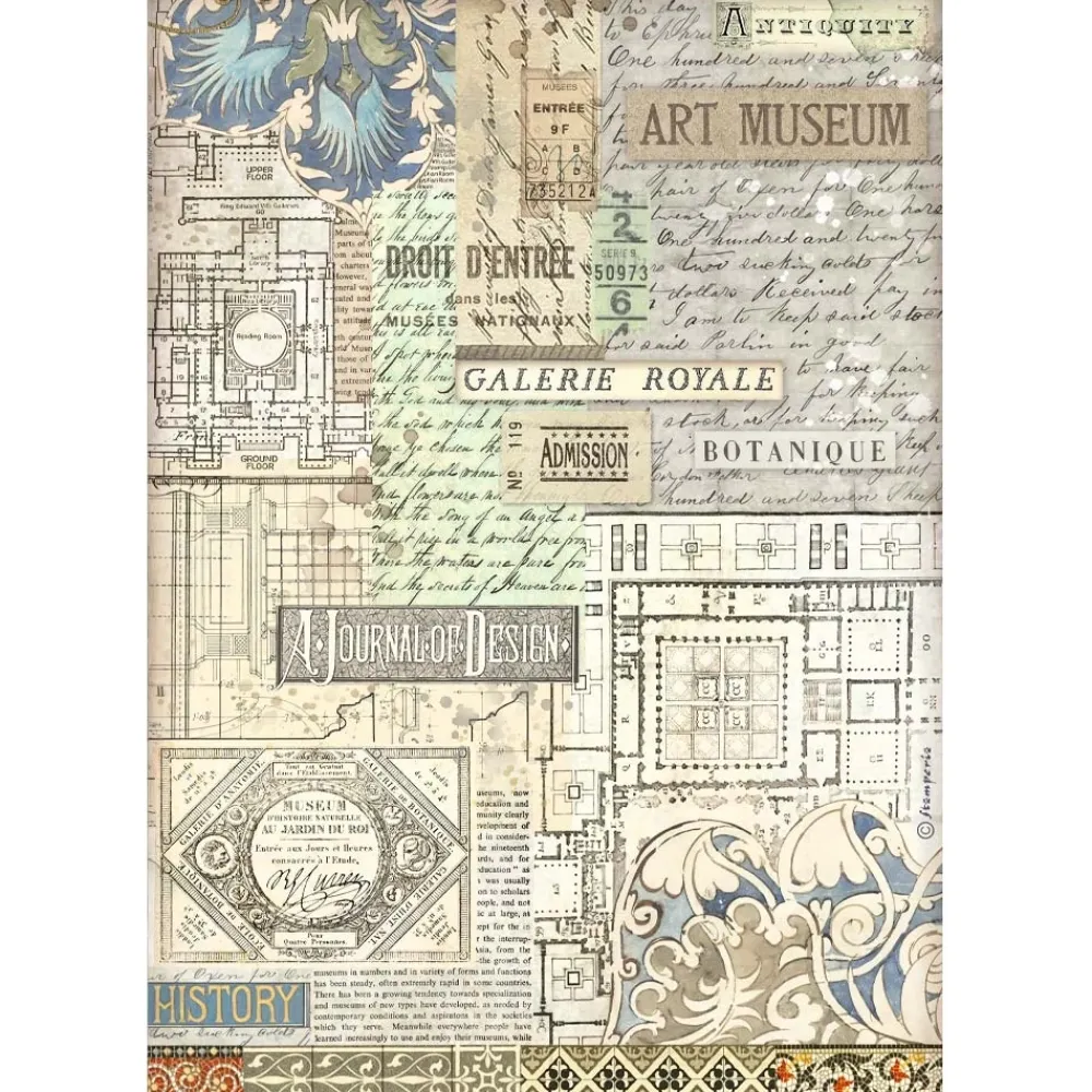 Outlet Papel de arroz Fondo Museo Art of Travelling 21x30cm Papeles|Decoupage