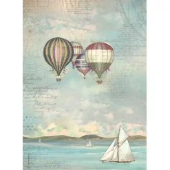 Hot Papel de arroz Globos Aerostáticos Sea Land 21x30cm Papeles|Decoupage