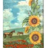 Best Papel de arroz Horses Sunflower Art 21x29,7cm Decoupage