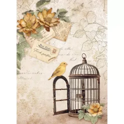 New Papel de arroz Jaula Romantic Golden Harmony 21x30cm Decoupage