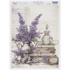 Outlet Papel de Arroz Lilas 29x42cm Decoupage
