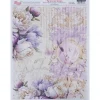 New Papel de Arroz Manuscrito y Flores Violetas 29x42cm Decoupage