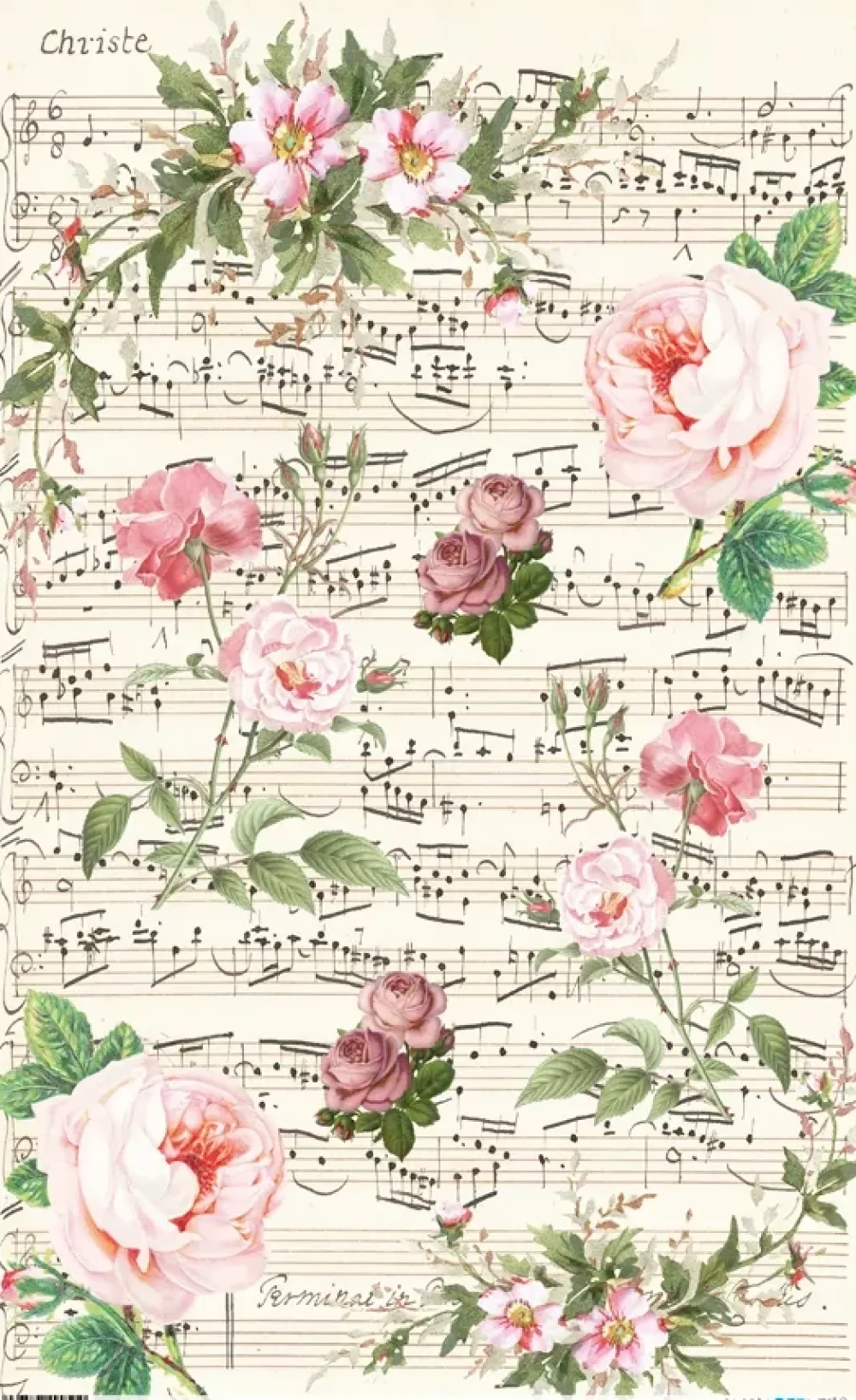 Sale Papel de arroz Musical Flowers 54x33cm Papeles|Decoupage