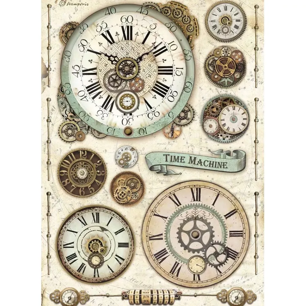 Hot Papel de arroz Reloj Voyages Fantastiques 21x30cm Decoupage