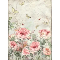 Online Papel de arroz Rosas y Mariposas 21x30cm Decoupage|Papeles