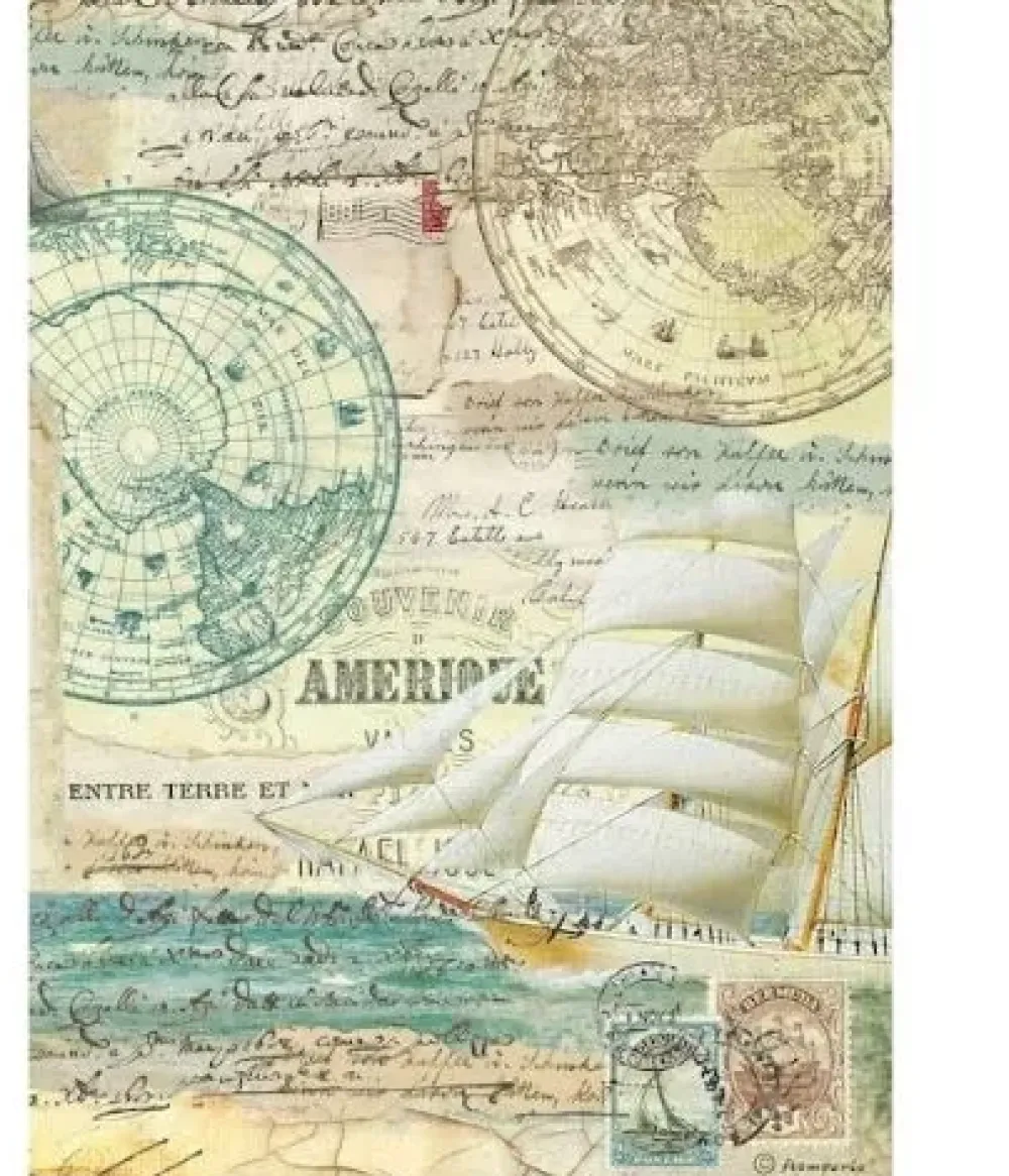 Best Papel de arroz Sailing ship Around the World 21x29,7cm Papeles|Decoupage