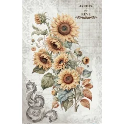 Hot Papel de Arroz Sunflowers II La Vie en Fleurs II 54x33cm Decoupage