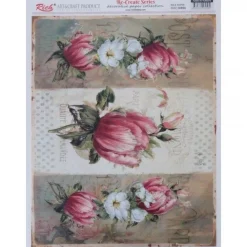 New Papel de Arroz Tulipanes Rosas 29x42cm Decoupage