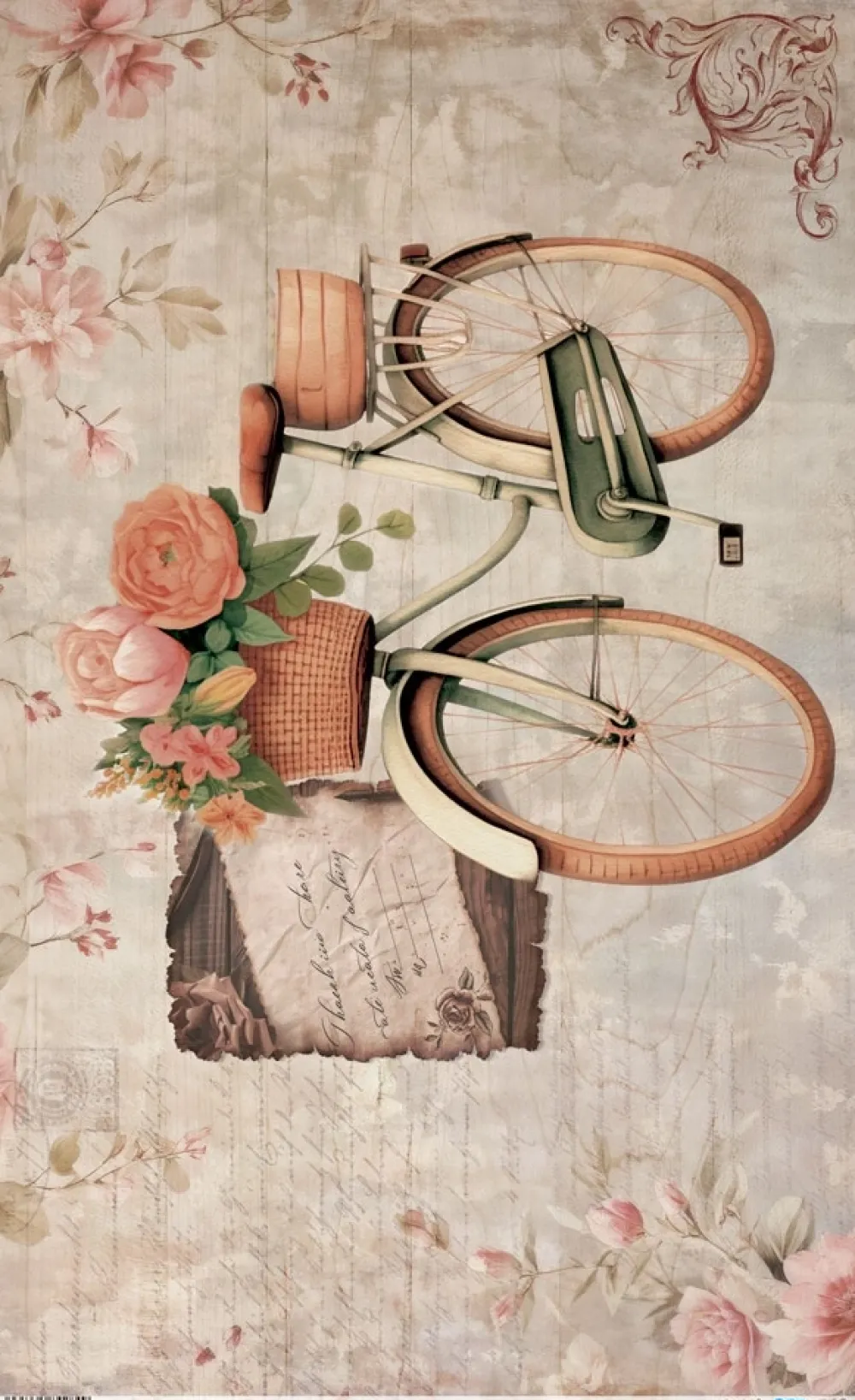 Hot Papel de arroz Vintage Bike III 54x33cm Decoupage