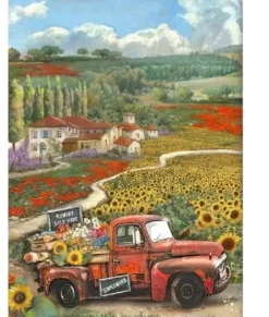 Clearance Papel de arroz Vintage car Sunflower Art 21x29,7cm Papeles|Decoupage