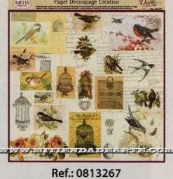 Online Papel de Decoupage 0813267 Jaulas y pájaros 30x30 cm. Dayka Decoupage