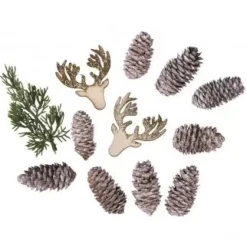 Piñas y Ciervos de Madera para Decoración Navidad|Maderas