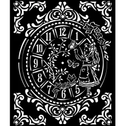 Sale Plantilla de Stencil Alice Clock Alice Through the Looking Glass 20x25cm Plantillas
