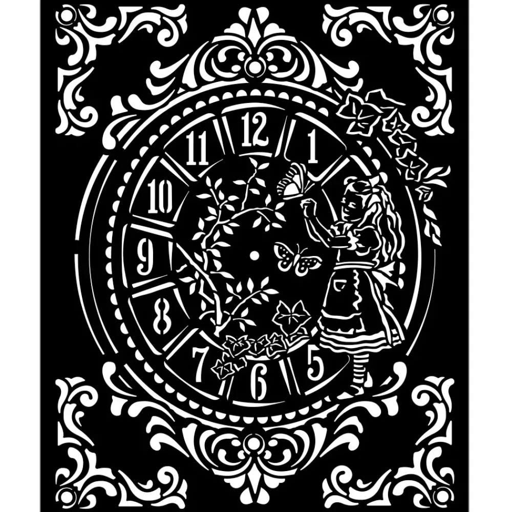 Sale Plantilla de Stencil Alice Clock Alice Through the Looking Glass 20x25cm Plantillas