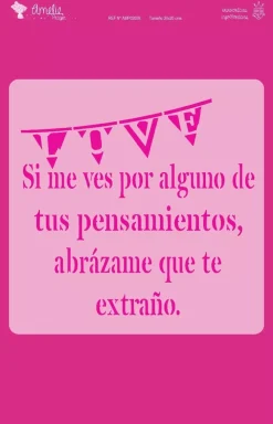 Online Plantilla de stencil Banderines Love 20x20cm Plantillas