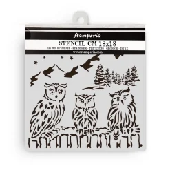 Online Plantilla de stencil Búhos The Owl's House 18x18cm Plantillas