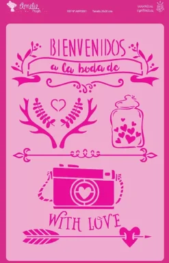 Online Plantilla de stencil Bienvenidos a la boda 20x30cm Plantillas