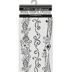 Online Plantilla de stencil Bordes Romantic Hidden Grove 12x25cm Plantillas