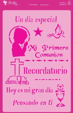 Outlet Plantilla de stencil Comunión Recordatorio 20x30cm Plantillas