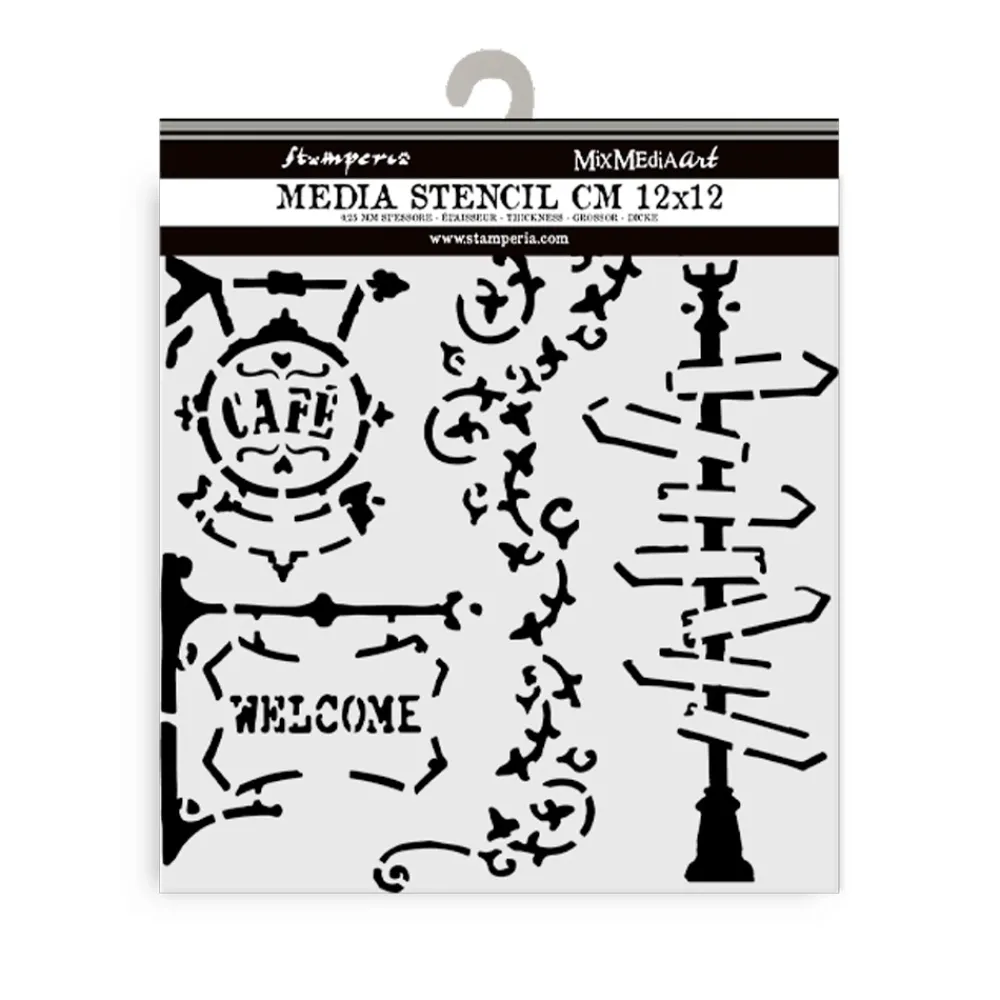 Sale Plantilla de stencil Farola Art of Travelling 12x12cm Plantillas