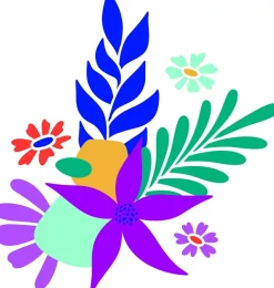 Online Plantilla de Stencil Flores Color Block Plantillas