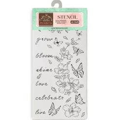 Clearance Plantilla de stencil Flores y Mariposas Secret Diary 12x25cm Plantillas