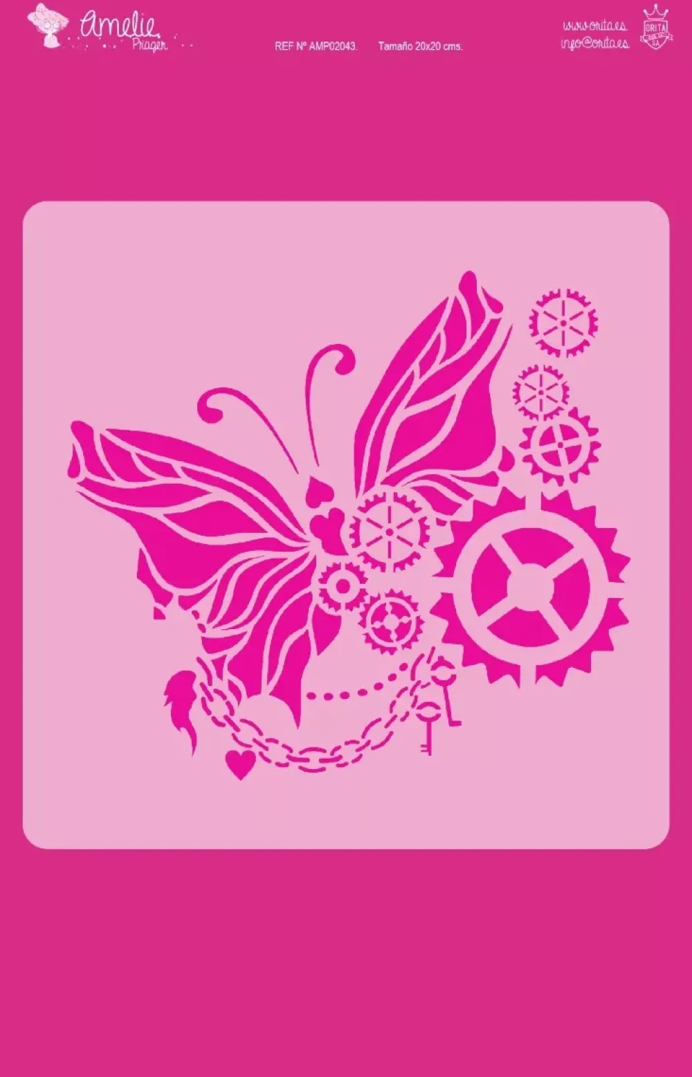 Outlet Plantilla de stencil Mariposa y engranajes 20x20cm Plantillas