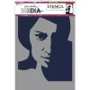 Hot Plantilla de Stencil Pensive Face Dina Wakley Media 22x15cm Plantillas
