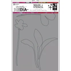 New Plantilla de Stencil Sprouts Dina Wakley Media Plantillas